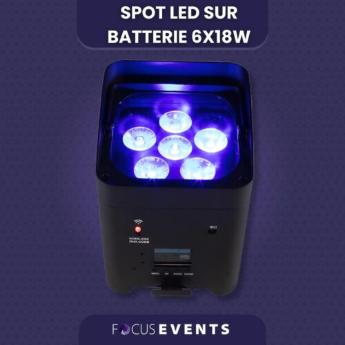 Spot Sur LED Batterie 6x18W Couleur